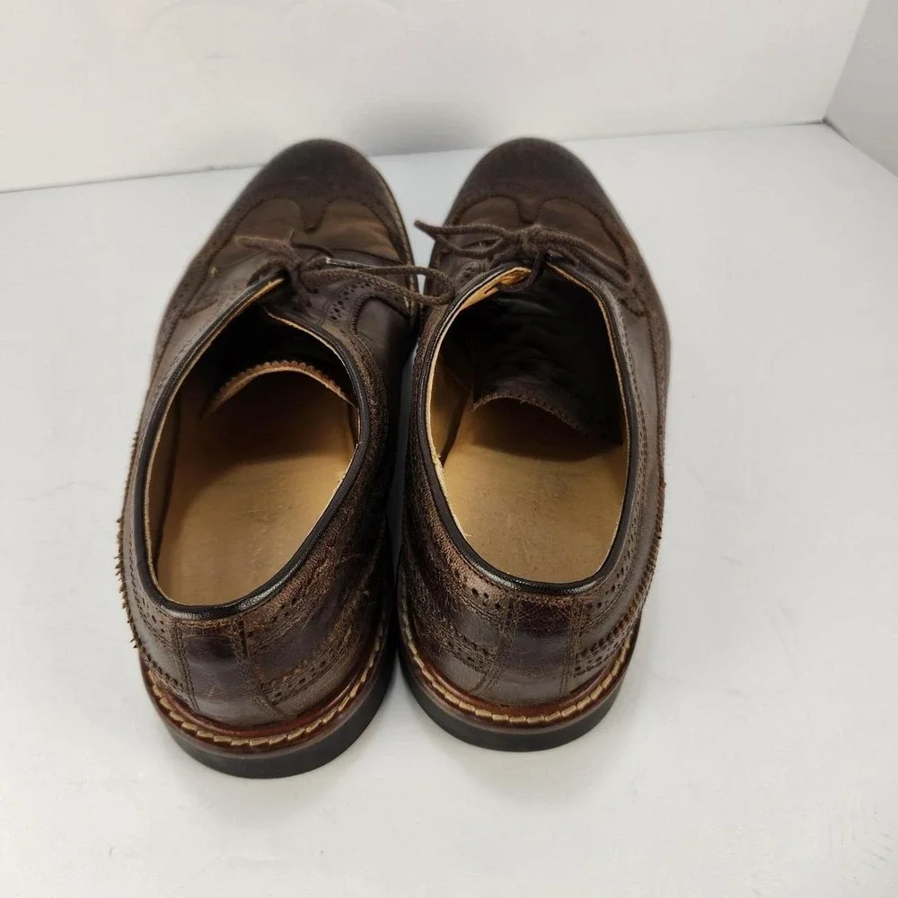 Martin Dingman Men's 9.5D Brown Leather Wingtip Derby Oxford Dress Shoes